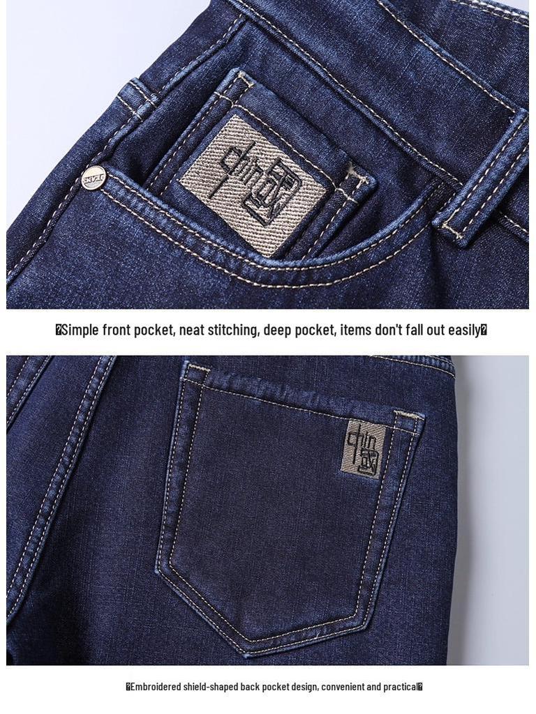Jeans Homme Laine d'Agneau Doublés Polaire Extra Épais - Pantalon Décontracté Hiver Taille Haute