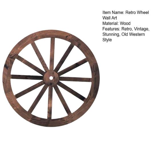 Wooden Wagon Wheel Wall Decor Retro Wheel Wall Art Vintage Farmhouse Old Western Hanging Ornaments for Home Office Cabin Western Themed Decor