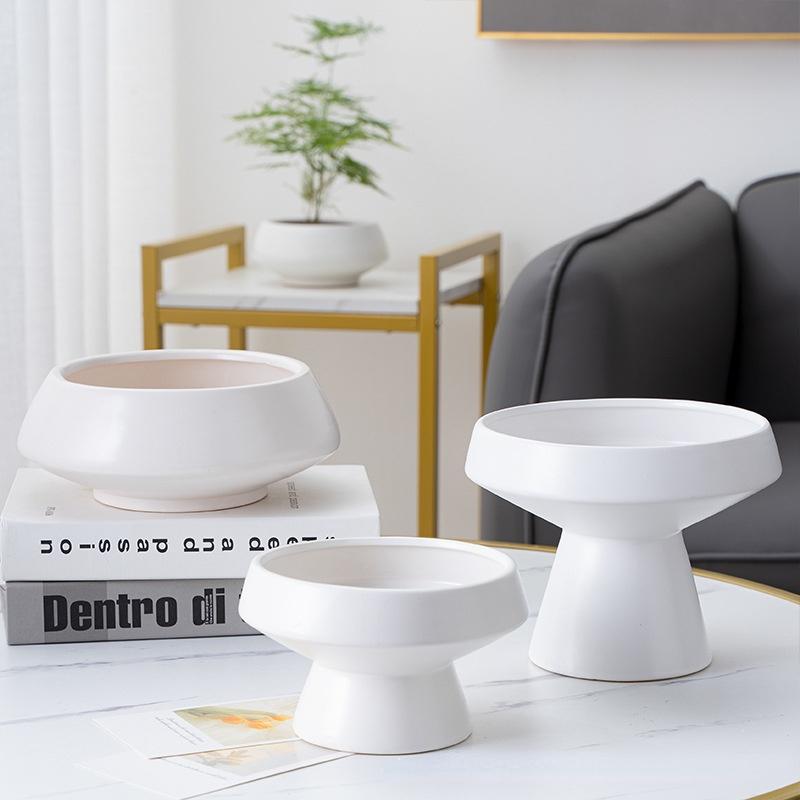 Ceramic Vase White Round Flower Pot Hydroponic Flower Arrangement Accessories Pot Container Home Decoration Flower Vases