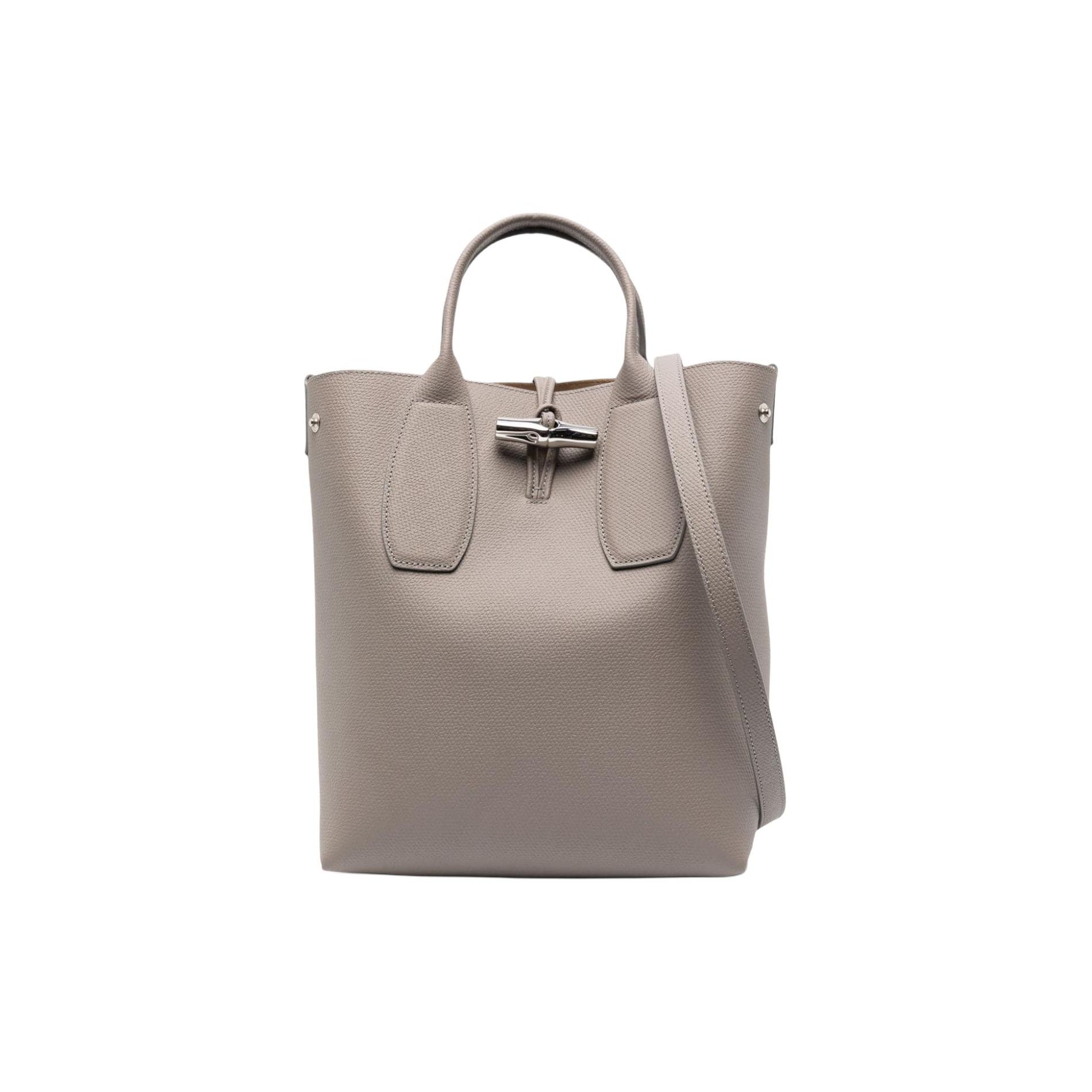 

Longchamp Le Roseau Bamboo Buckle Textured Open Top Tote Bag Women tote Dove-Grey 10228HPNP55 Basic Set (Bag+Dust Bag)