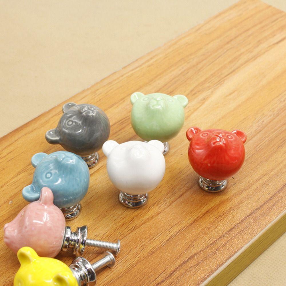 

Creative Ceramic Bear Drawer Knobs Novelty Furniture Handles Hardware Wardrobe белый
