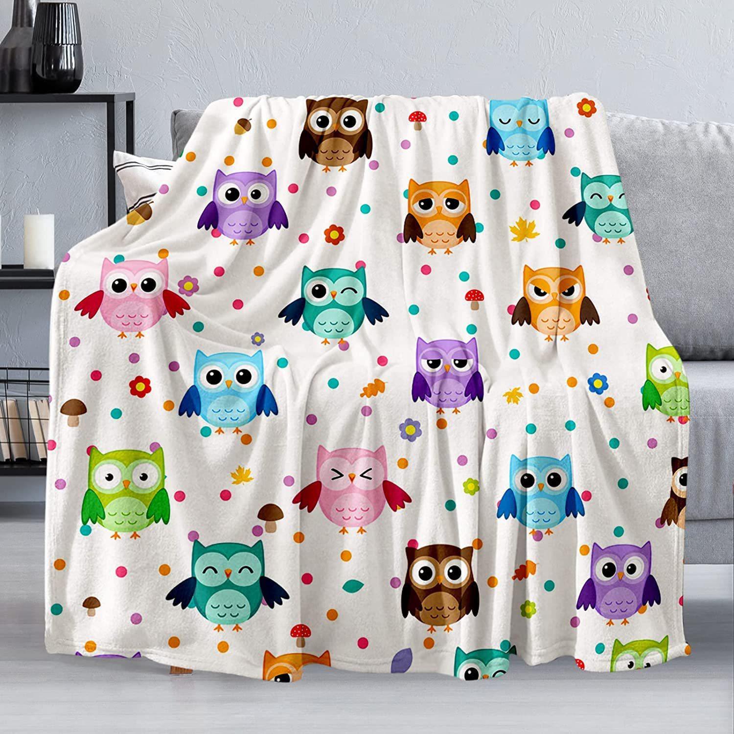 

Cute Owl Series Printed Blanket for Sofa Bed Travel Camping Living Room Office Conditioning Blanket for All Seasons Gifts 75x90cm