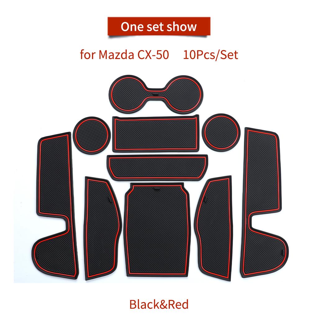 Smabee Gate Slot Mat for Mazda CX-50 Car Non-slip Door Groove Pad Cup Holder Interior Accessories Rubber Coaster 10Pcs/Set