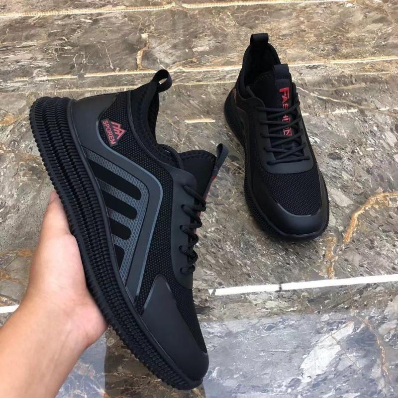 Shoes men's new spring and autumn breathable non-slip black lace-up soft-soled sports shoes casual trend versatile men's shoes