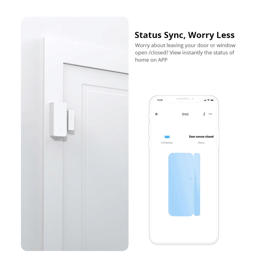 SONOFF DW2 Wi Fi Wireless Door and Window Sensor with Phone Notification Home Security Motion Sensor Burglar Alarm
