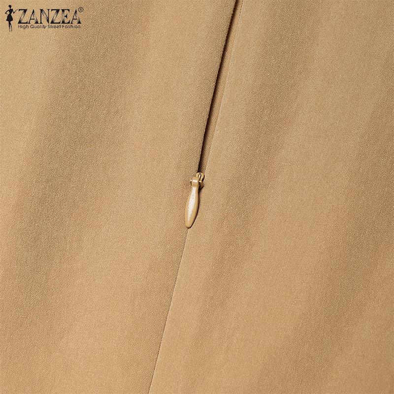 ZANZEA Women Casual Round Neck Summer Short Sleeve Elegant Dress