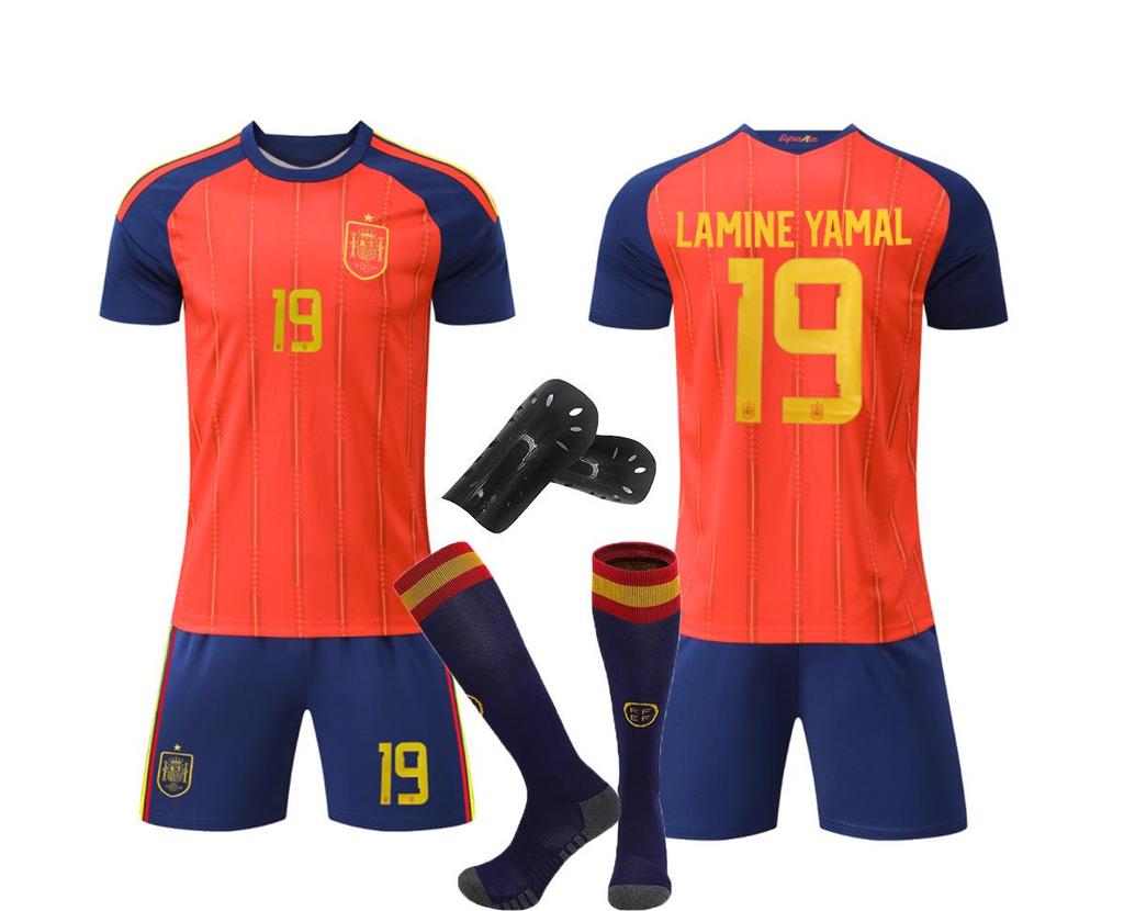 Zestaw koszulek piłkarskich reprezentacji Hiszpanii: Dzieci i dorośli (Rozmiar 14-3XL)