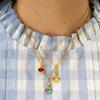 Elliptical cat eye diamond pendant titanium steel necklace with a niche design, light luxury collarbone chain, and high-end feel