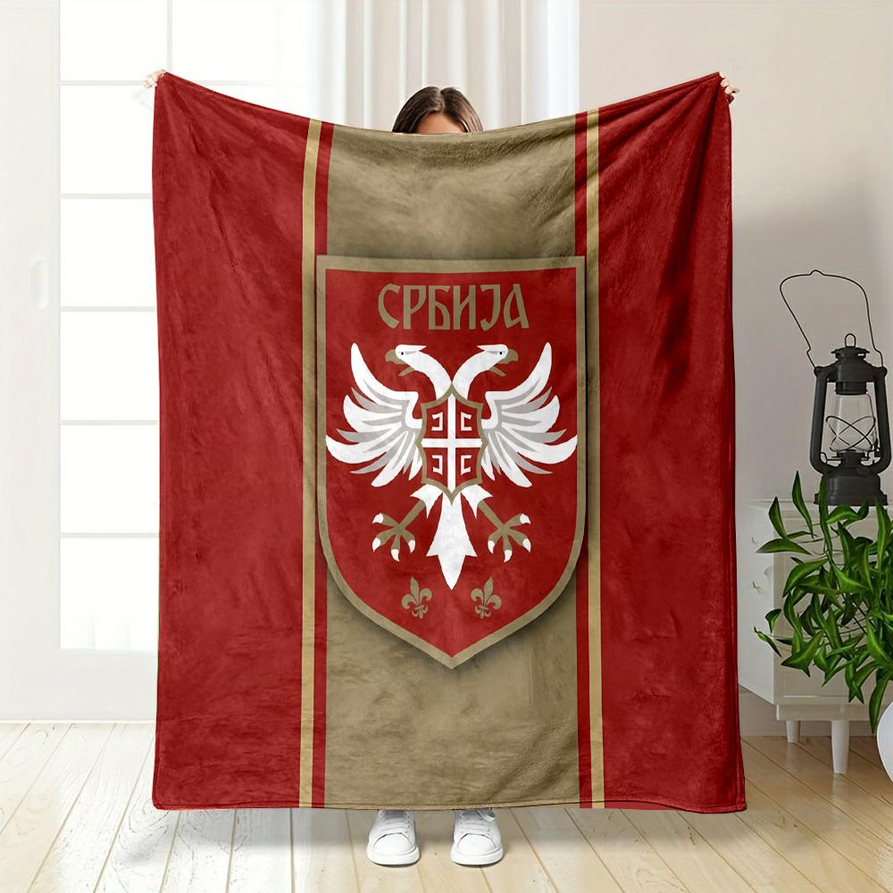 Serbia Coat of Arms Design Blanket Patterned flannel blanket perfect for the bedroom living room, sofa, or a little nap
