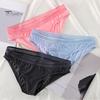Men Briefs Mid-rise High Elasticity Tight Fit Breathable Panties Solid Color Mesh Stitching Sexy Underwear Daily Wear