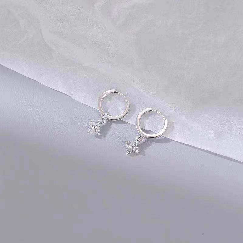 2024 Trendy High-End Zirconia Flower Dangle Earrings for Women - 925 Sterling Silver Needle Niche Design