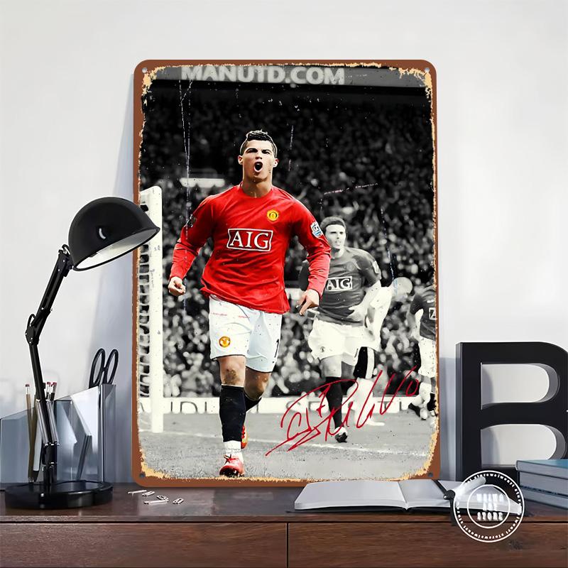 Cristiano Ronaldo Funny Tinplate Poster Customized Wall Art Vintage Metal Signs Retro Tin Plaque for Coffee Bar Accessories Home