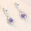 Argento Sterling 925 Nuovi Gioielli Moda Donna Alta Qualità Cristallo Zircone Blu Rosa Bianco Viola Orecchini Vendita Calda