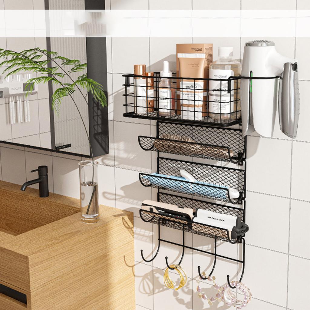 Multi-layer hair dryer rack wall-mounted punch-free hair dryer rack bathroom multi-function hair dryer rack