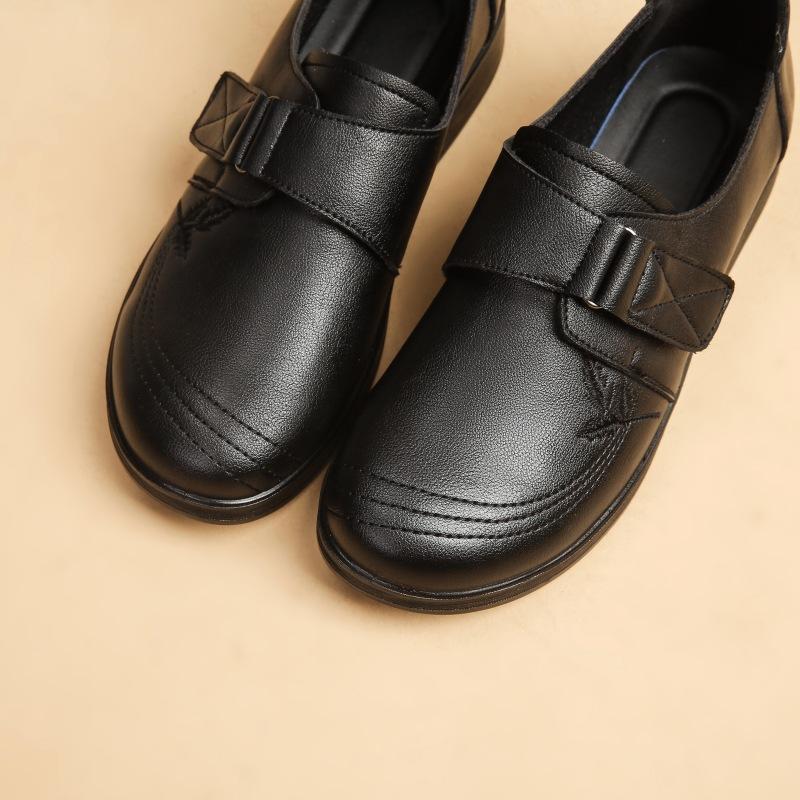 First Layer Cowhide Mother Shoes Leather Soft Sole Comfortable Single Shoes Autumn Breathable Grandma Shoes Middle-aged and Elderly Leather Shoes Wom