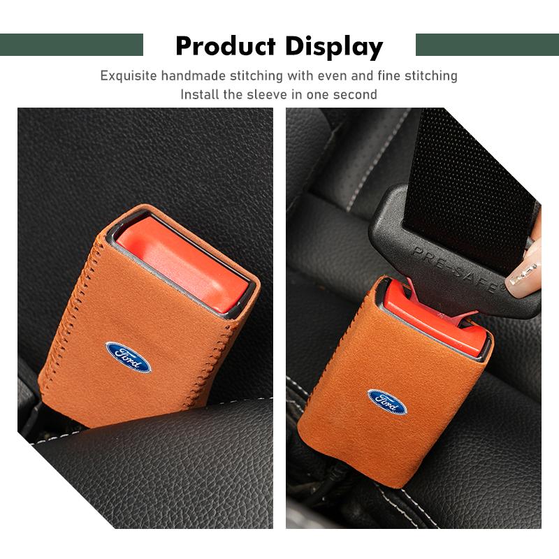For Ford Car Seat Belt Buckle Clip Protector Suede Anti-Scratch Cover Auto Accessories Escort KA Flex Everest KA Expedition