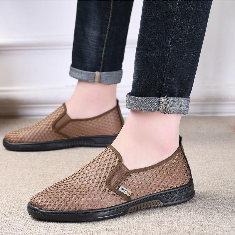 Fashion Men Sneakers New Summer Breathable Hollow Mens Casual Loafers Mesh Non-slip Wear-resistant Thin Men Casual Shoes