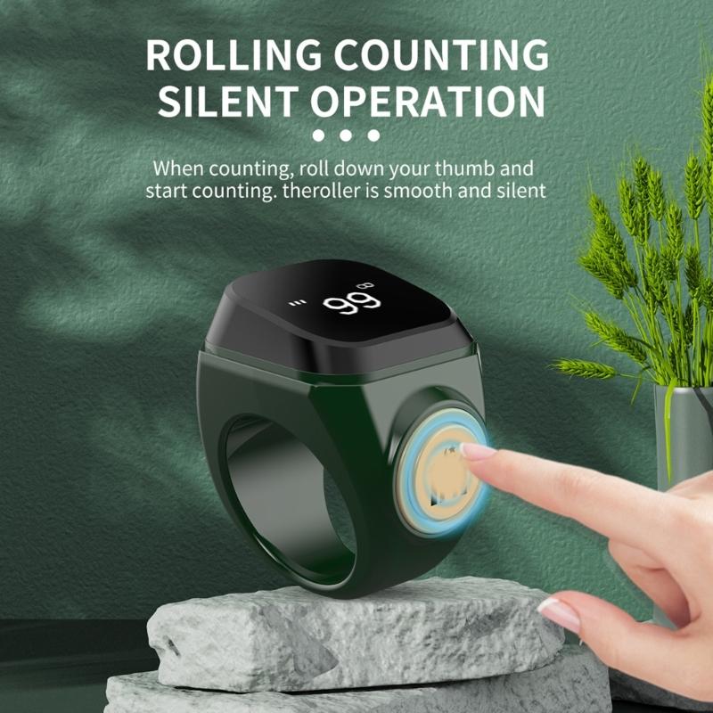 Electronic Intelligent Rings Counter With LCD Display Type C Charging Fit For Tasbih Prayer Counting Lightweight Design