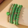 Five Piece Bohemian Bracelet Set Soft Ceramic Elastic Rope Handmade Love Gold Bead Jewelry Christmas Color Fashion Bracelet