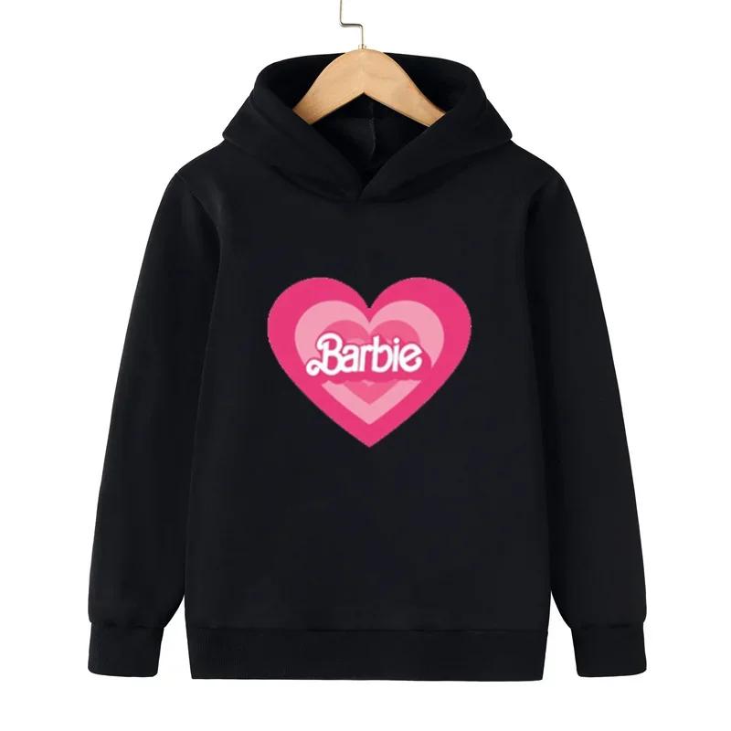 Осенняя Мода Любовь Кукла Барби Принтованные Детские Толстовки с Длинным Рукавом Каваий Толстовки с Капюшоном Детские Толстовки 140