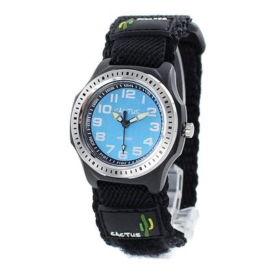 Kaktus-Uhr für Jungen und Klettverschluss Nylon Kinder Mädchen, Wasserdicht, Verschluss, Armband, (CAC-45-M03/Blau)