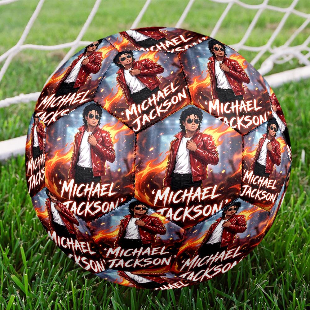 Michael Jackson Print Size 5 Soccer Ball, Standard Match Football for Sports Game and Team Practice, Ideal Gift for Soccer Fans