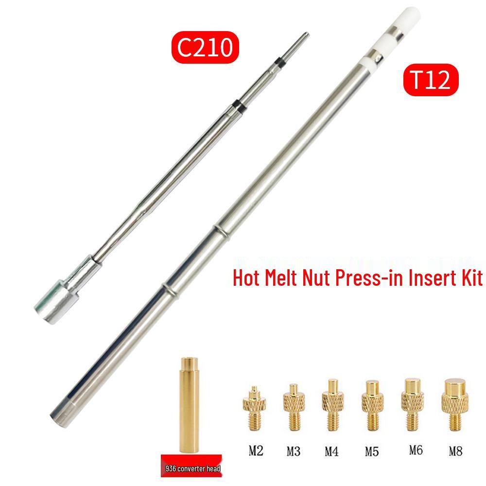 T12 Brass Soldering Iron Head for Hot Melt and Nut Embedding C210 C245