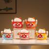 4.5 Inch Ceramic Beckoning Lucky Cat Battery Powered Fortune Cat Waving Arm Maneki Neko Gift Box Home Decoration Centerpiece