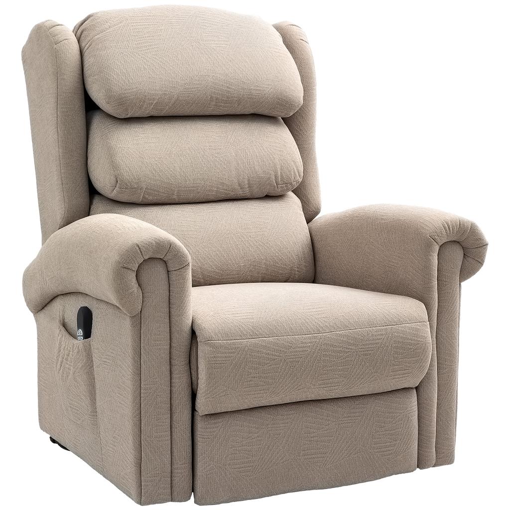 Velvet-Feel Electric Riser Recliner Chair - Khaki