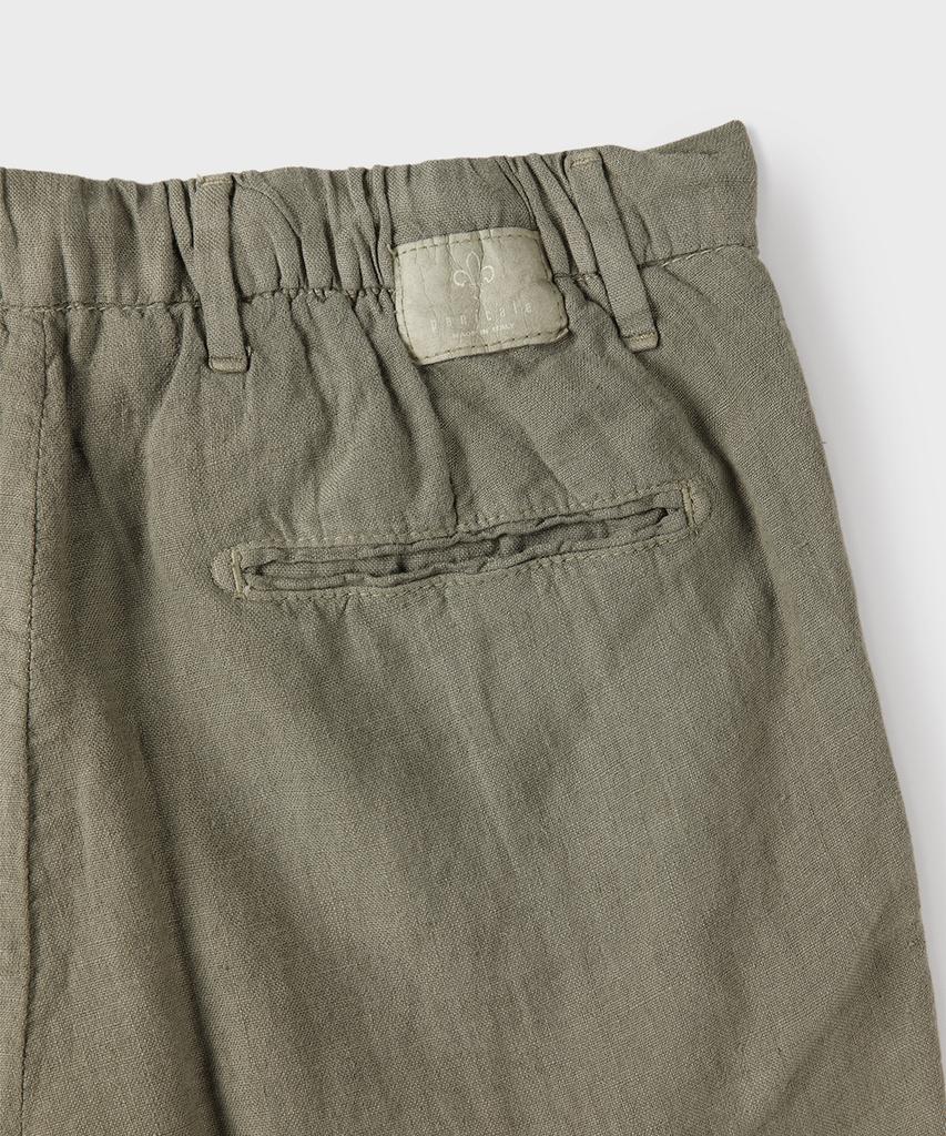 PANICALE Khaki Washed Linen Bermuda Shorts