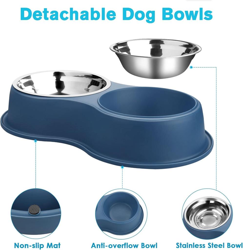 Double-bowl pet set (water and food bowls), feeding bowls for puppies, medium-sized dogs, and cats