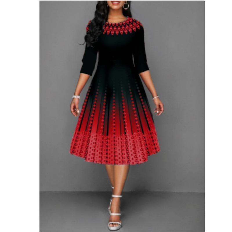 BITCED Fashion Summer Spring 1/2 Sleeves O-Neck  Casual Dresses