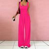 Women Sleeveless Wide Leg Jumpsuit Square Neck Ruched Bodice Casual Loose Fit Long Pants Outfit