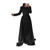 Sequin Sheer Mesh Long Sleeve Maxi Dress for Women Flowy Glitter A-line Long Dress Formal Cocktail Evening Gown