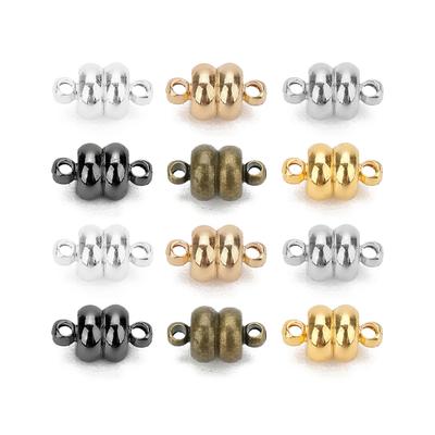 10 stuks/zak Magnetische Sluiting Gat Metaalmateriaal Platte Ronde Magnetische Gesp voor Armband Ketting Kleding Sieraden Accessoires