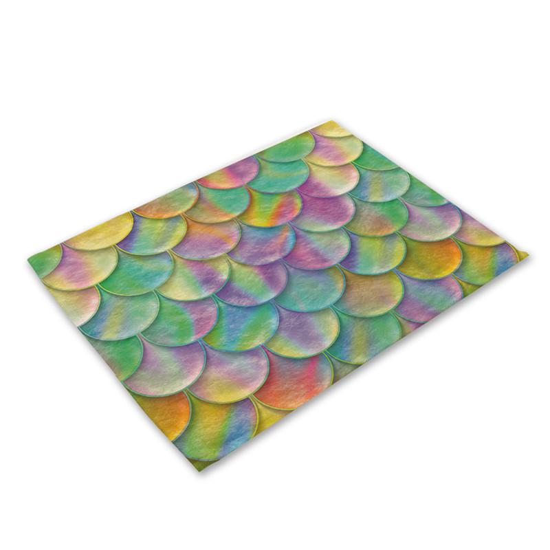 Mermaid Scales Placemat Geometric Placemat Coaster Table Decoration Mat Kitchen Posavasos Manteles individuales Onderzetters