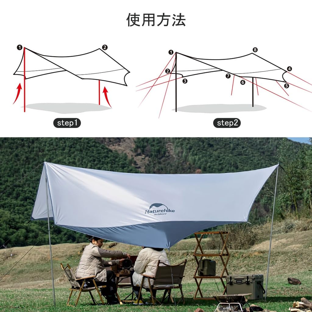 Naturehike Kempingová plachta Vodotěsná Lehká markýza pro stany Kempingová podložka s úložným vakem Hexagon Voděodolná sluneční clona Venkovní sluneční clona Camping Sun