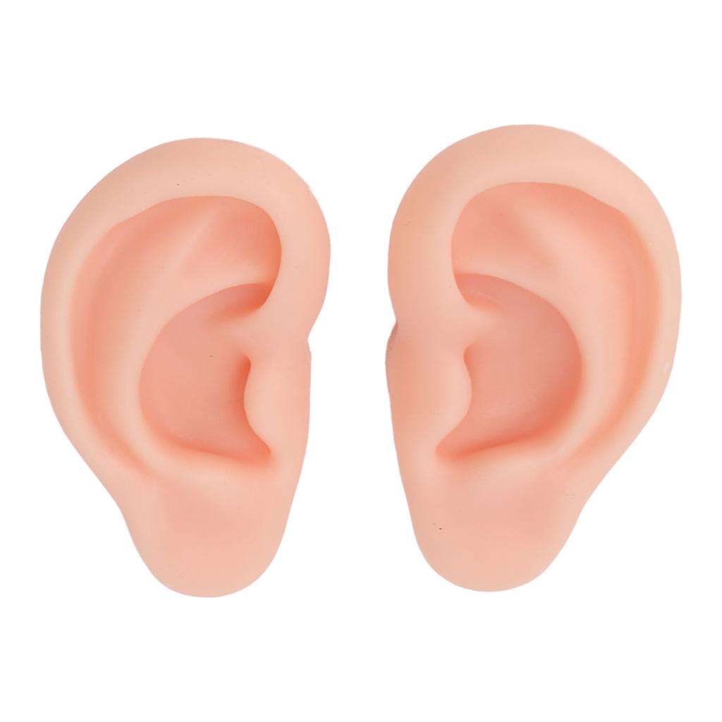 1 Pair Silicone Ear Model Soft Flexible Simulation Ear Model for Earrings Display Ear Piercing Exercise Light Skin Color