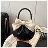 Women's Mini PU Clutch Bag Lightweight Small Purse with Bow Handle Magnetic Closure Coin Purse Soft Tote Handbag for Girls