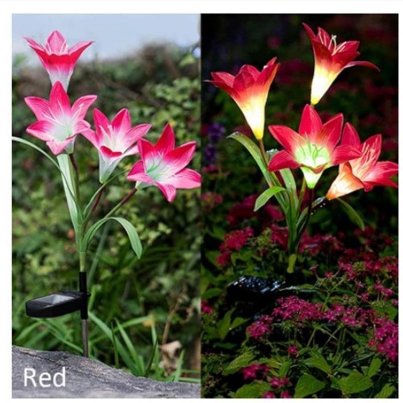 1Pc  Solar Lily Ground Mounted Lamp Best Choice for Solar Flowers Outdoor Waterproof Utdoor Solar Lights Garden Lights