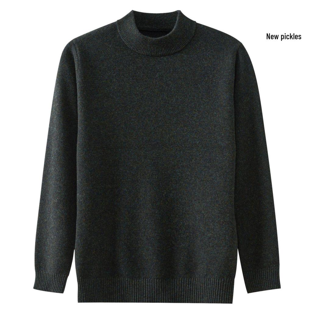 2025 Men's Pure Wool Round Neck Knit Sweater - Casual Long Sleeve Autumn/Winter Collection