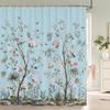 Nordic Style Flower Leaf Plant Printed Fabric Shower Curtains Floral Bath Screen Waterproof Products Bathroom Decor With Hooks