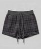 CHICKS Tartan Check Elastic Waist Sweat Shorts Melange