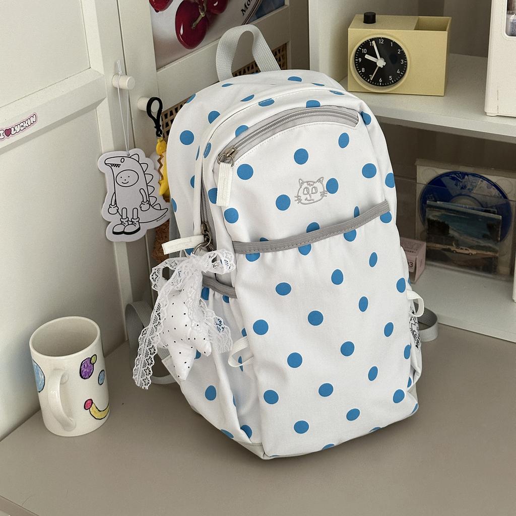 Schoolbag Korean new niche polka dot backpack travel high value college student schoolbag simple foreign lightweight backpack