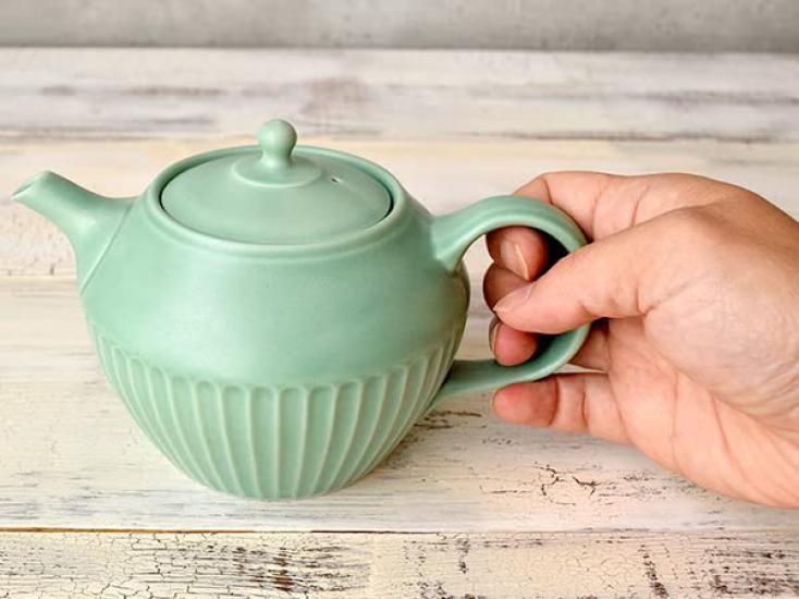 Tableware East Pot, Shinogi Stripe, 400cc, Green, ic-029-04