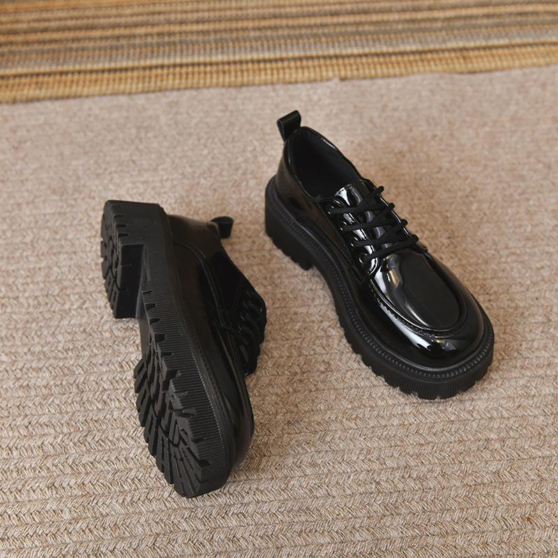 Winter Shoes Women Black Flats Autumn Oxfords All-Match Round Toe Loafers With Fur British Style Clogs Platform Casual Female Sn