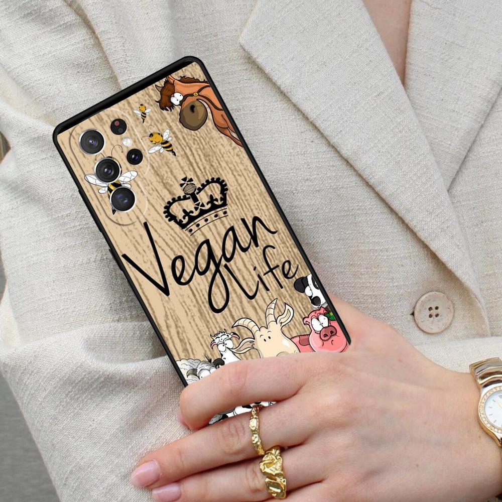 VEGAN FOOD QUOTES ANIMAL LOVE Cell Phone Case for Samsung Galaxy S26 Ultra S25 S24 S23 S22 S21 S20 Note10 Cover