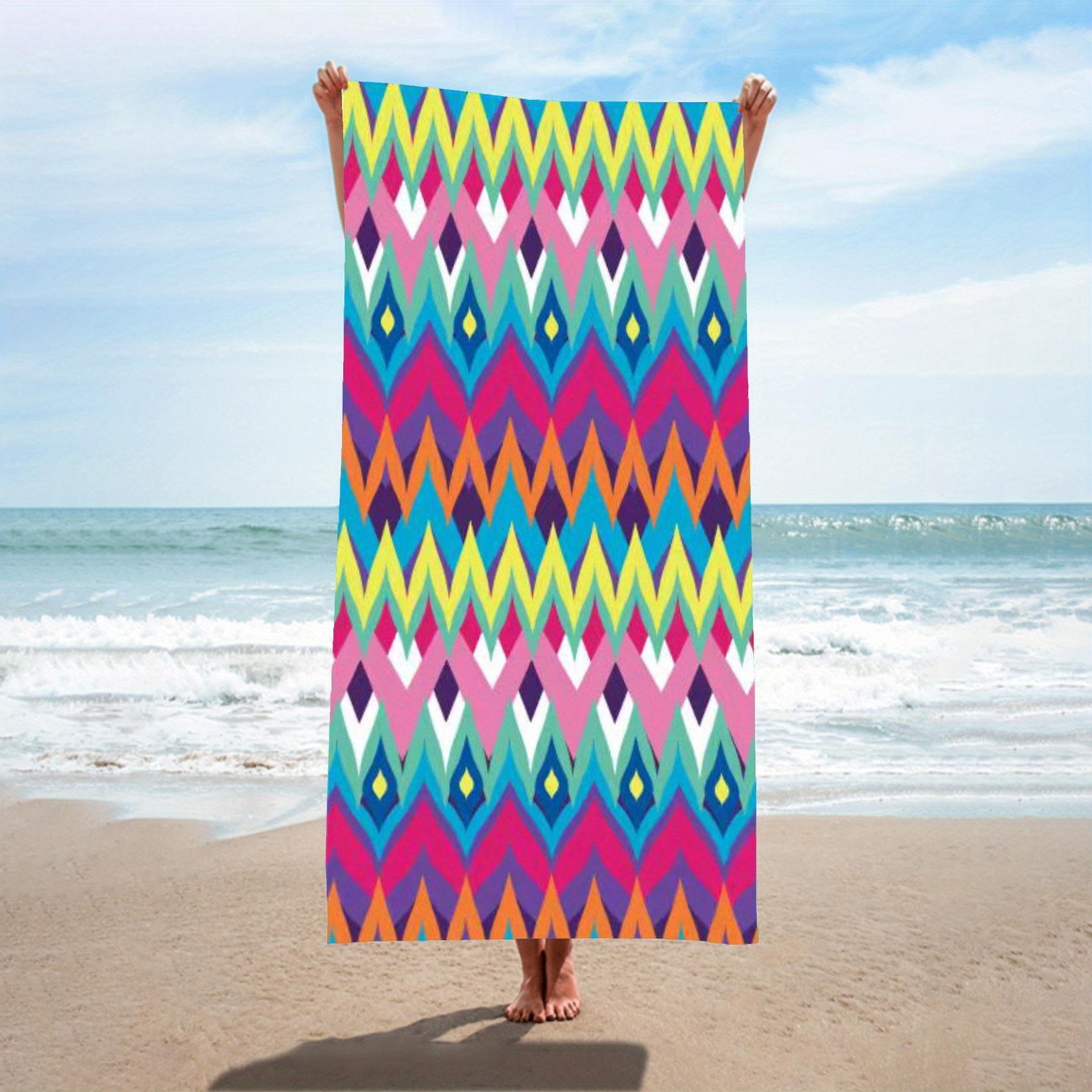 

Colorful Diamond Beach Towel, Vibrant Geometric Pattern Art Quick-Dry Sand-Free Microfiber Bath Towels for Yoga, Swim and Travel W30*H60(CM)