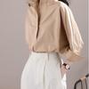 Loose-fit Batwing Women's Shirt with Stand-up Collar for Early Spring
