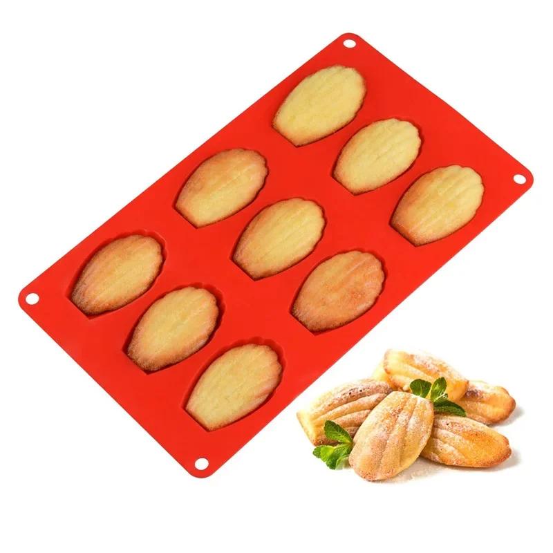 Non Stick Silicone Bakeware Mould, Handmade Soap Mold Tray, Biscuit Cake Shell, 9/18 Cavities Madeleine Silicone Cake Mold